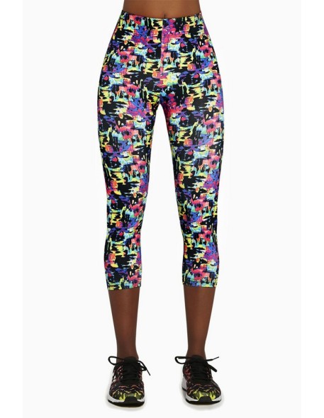 Legginsy sportowe damskie wzorzyste 3/4 Bas...