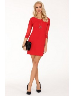 Betanisa dress women's with decorative sleeves 3/4 red,... 2