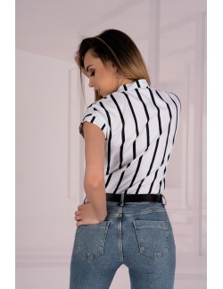 Ouranila bluzka damska bez rękawów biała w paski,... 2