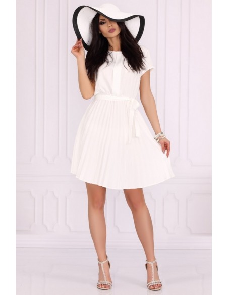 Medesia dress women's midi wiązana in waist white, Merribel 85515