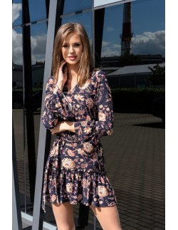 Brynn dress women's black with flowers long sleeves,...