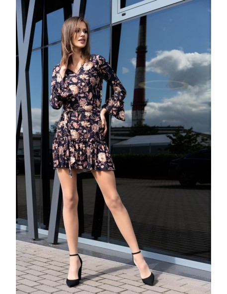 Brynn sukienka damska czarna w kwiaty długi...
