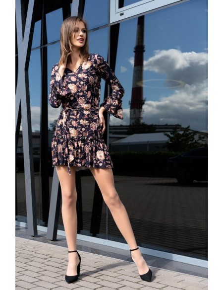 Brynn sukienka damska czarna w kwiaty długi rękaw, Merribel 90511