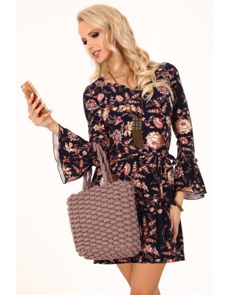 Brynn sukienka damska czarna w kwiaty długi...