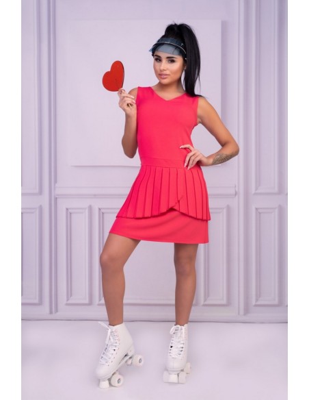 Nevre sukienka damska bez rękawów malinowa plisowana wstawka, Merribel