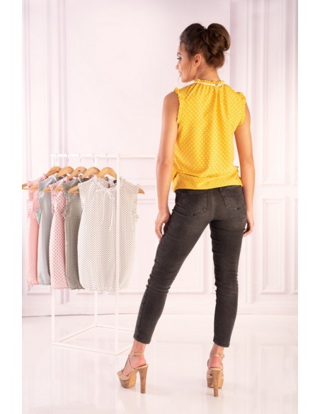 AMargo blouse women's yellow polka dots sleeveless, Merribel