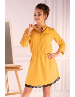 Jentyna sukienka damska z rękawami 3/4 żółta, Merribel 85605