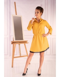 Jentyna sukienka damska z rękawami 3/4 żółta, Merribel 85605 2