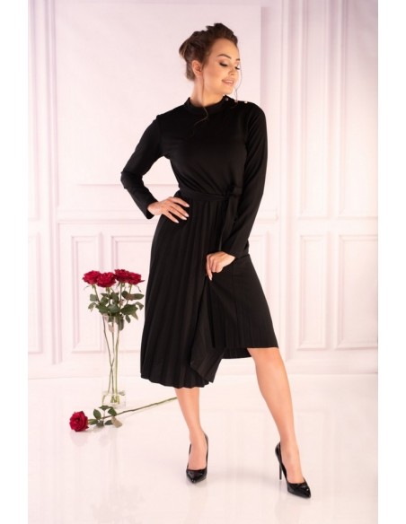 Hamien dress women's long sleeves pleated bottom black, Merribel 85603