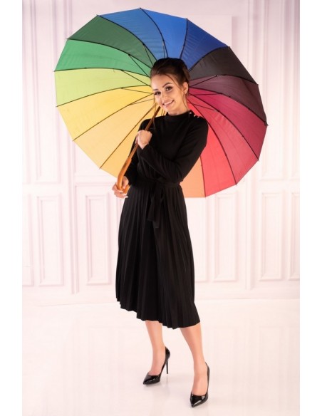 Hamien sukienka damska długi rękaw plisowany dół czarna, Merribel 85603