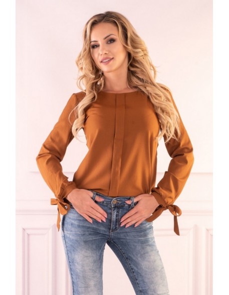 Nedimade blouse women's with long sleeve camel, Merribel