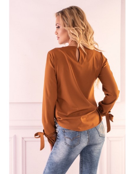 Nedimade blouse women's with long sleeve camel,...