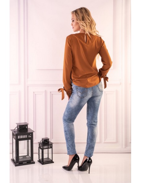 Nedimade blouse women's with long sleeve camel,...