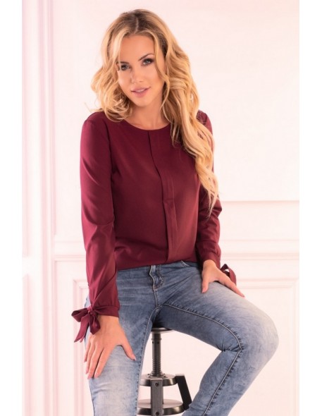 Nedimade blouse women's with long sleeve maroon, Merribel