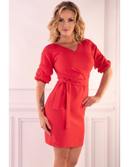 Meriennal dress women's mini with short sleeve red, Merribel