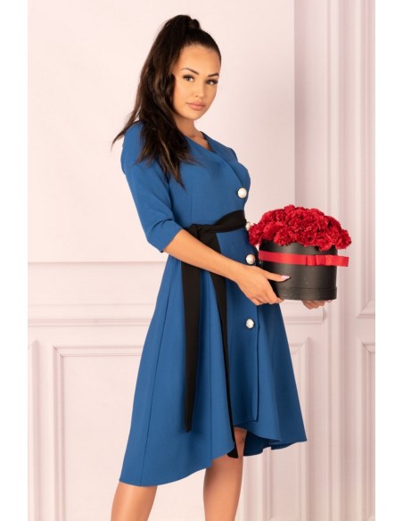 Miramen sukienka damska midi z rękawem 3/4 niebieski, Merribel