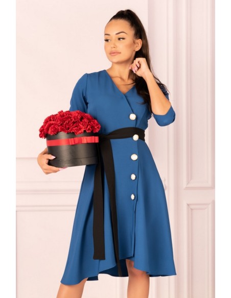 Miramen sukienka damska midi z rękawem 3/4 niebieski, Merribel