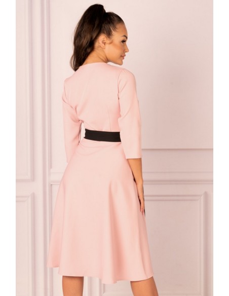 Miramen sukienka damska midi z rękawem 3/4 pudrowa, Merribel