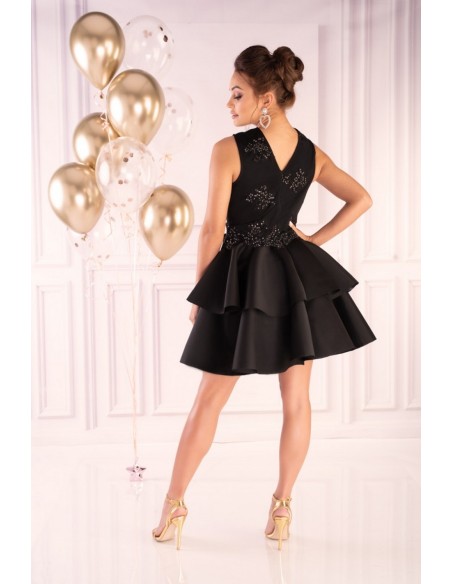 Karieela sukienka damska mini z falbanami czarna, Merribel 90543