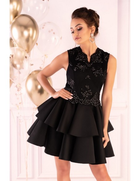 Karieela dress women's mini with falbanami black, Merribel 90543