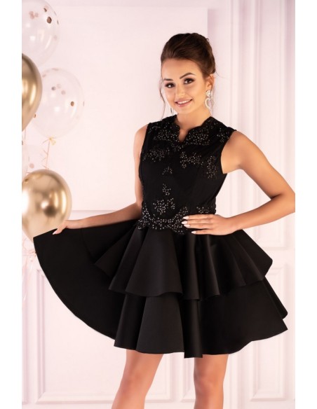 Karieela dress women's mini with falbanami black, Merribel 90543