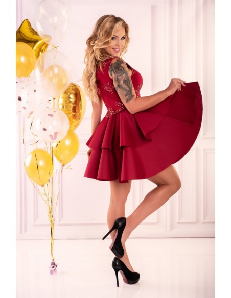 Karieela dress women's mini with falbanami red, Merribel 90543