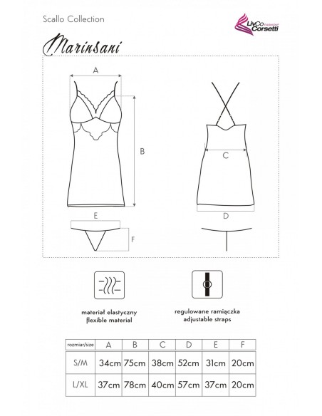 Marinsani koszulka nocna satynowa ze stringami różowa, Livia Corsetti lc 90566 