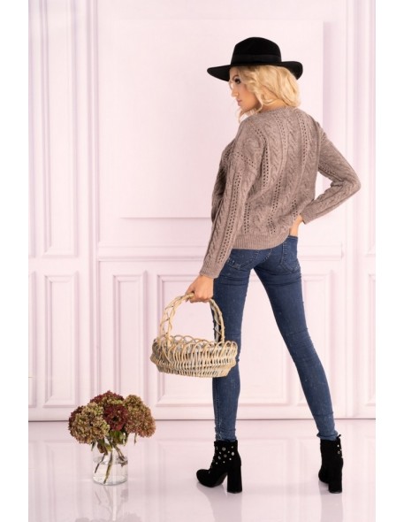 Mozlini sweter damski oversize ozdobny splot...