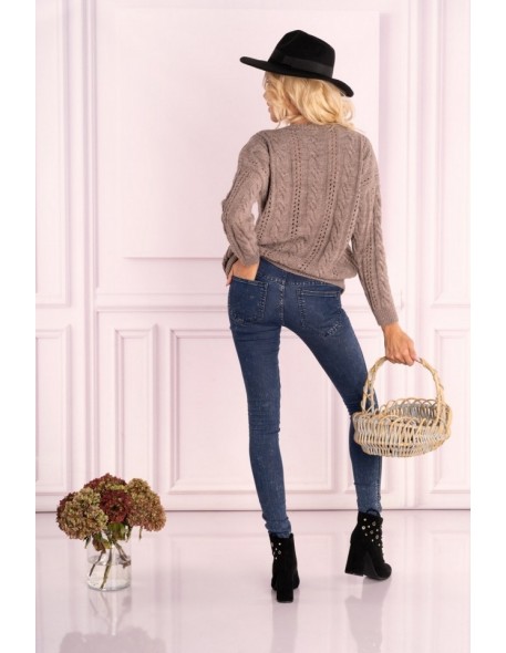 Mozlini sweter damski oversize ozdobny splot...