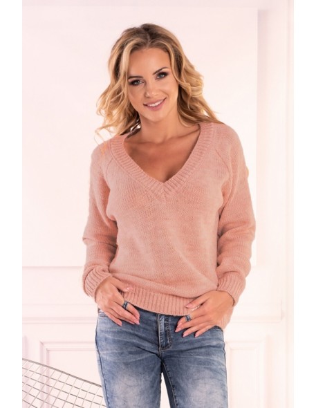 Natherin sweater ladies' with neckline in V-neck powdery, Merribel