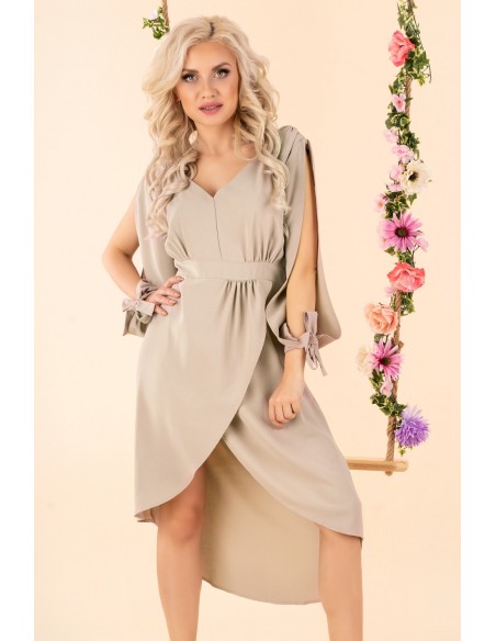 Mallani dress women's midi with long sleeve beige, Merribel d51