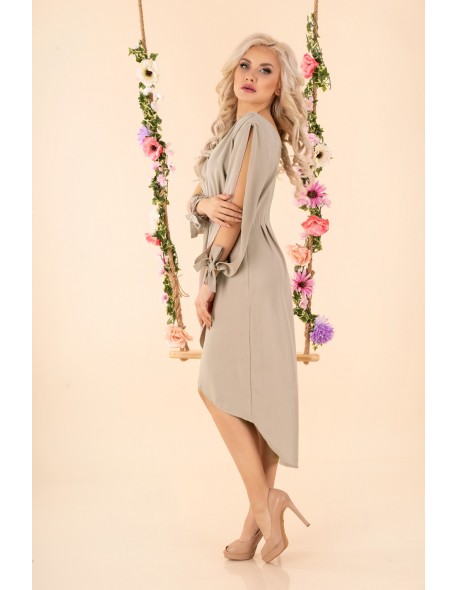 Mallani sukienka damska midi z długim rękawem...