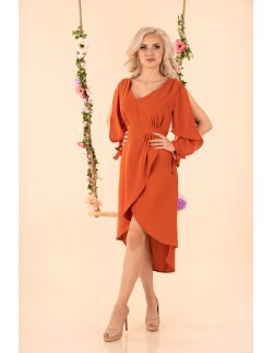 Mallani sukienka damska midi z długim rękawem ceglasta,... 2