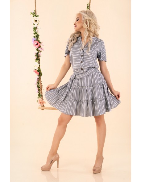 Ragominam dress women's with short sleeve grey,...