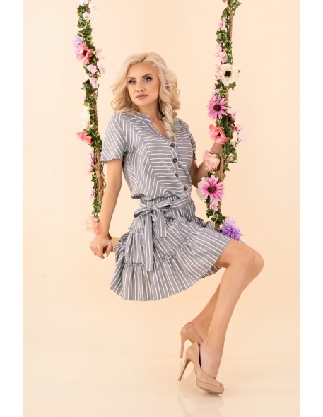 Ragominam dress women's with short sleeve grey,...