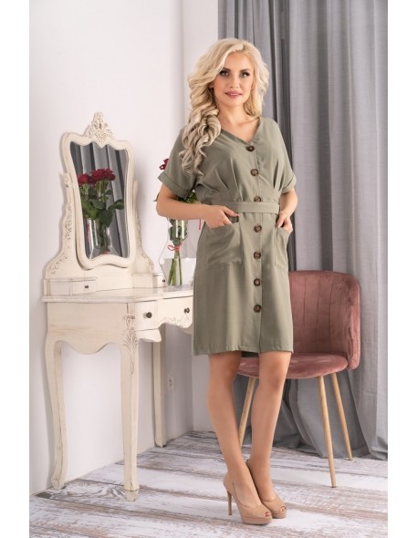 Aeerina dress women's with short sleeve khaki,...