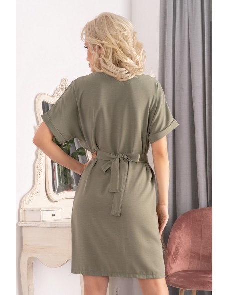 Aeerina dress women's with short sleeve khaki,...