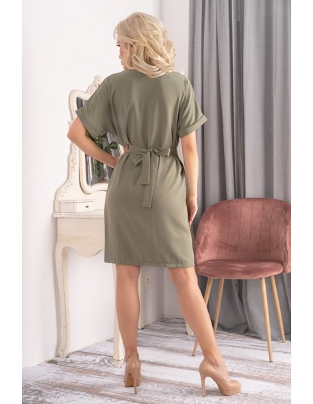 Aeerina dress women's with short sleeve khaki,...