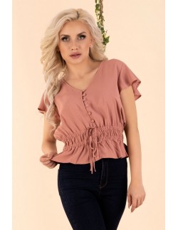 Etiar blouse women's with short sleeve powder pink,... 2