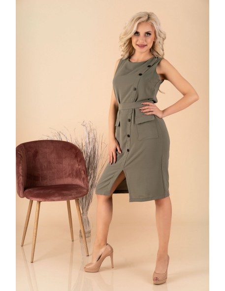 Eqalisa sukienka damska midi bez rękawów khaki,...