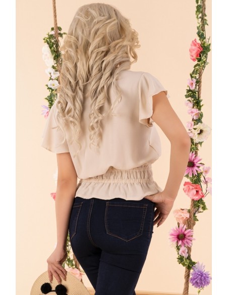 Etiar blouse women's with short sleeve ecru, Merribel b15