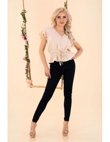 Etiar blouse women's with short sleeve ecru, Merribel b15