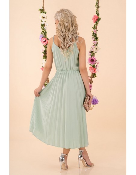 Errigam sukienka damska midi na cienkich ramiączkach miętowa, Merribel d56