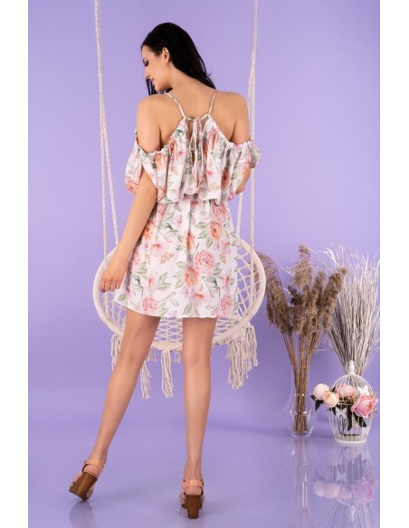 Gabrian sukienka damska w kwiatowy wzór ozdobne rękawy, Merribel d97