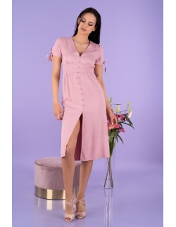 Birgia sukienka damska midi z rozcięciem pudrowa,...