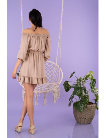 Rimiama sukienka damska mini z odsłoniętymi ramionami mocca, Merribel d142