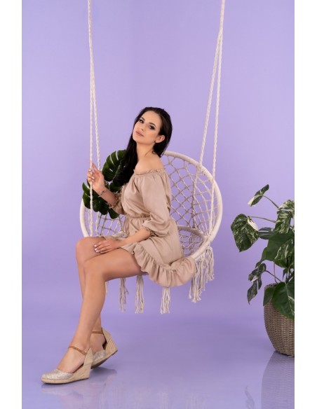 Rimiama sukienka damska mini z odsłoniętymi ramionami mocca, Merribel d142