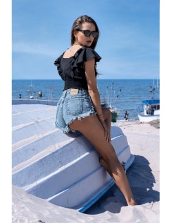 Darita blouse women's short with short sleeve black,... 2