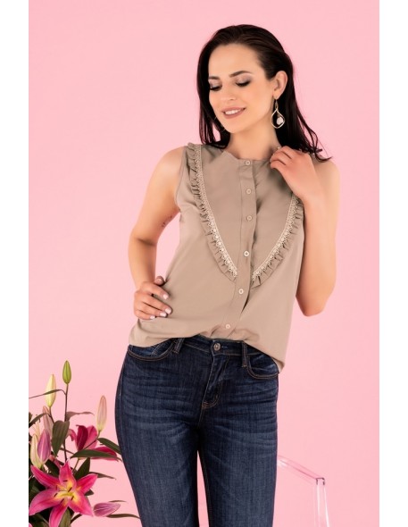 Nenaria bluzka damska bez rękawów mocca,...