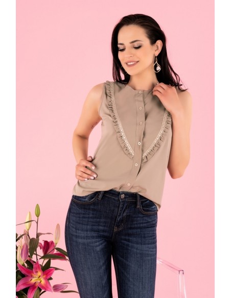 Nenaria bluzka damska bez rękawów mocca, Merribel b47